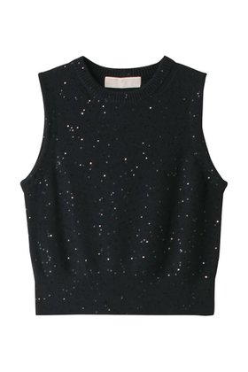 【マリリンムーン/MARILYN MOON】のコットンポリエステルスパングルノースリーブベスト 人気、トレンドファッション・服の通販 founy(ファニー) ファッション Fashion レディースファッション Fashion for Women トップス・カットソー Cut & Sew Tops ニット Knit Tops & Sweaters キャミソール&ノースリーブ Camisoles & Sleeveless Tops ベスト&ジレ / 重ね着スタイル Vests & Gilets カジュアルプルオーバー・ニットトップス Pullovers & Knit Tops / Casual Pullovers スパンコール Sequins, Sequin Embellishment ノースリーブ Sleeveless, No-Sleeve ベスト Vest, Waistcoat ロング Long, Long-Length |ID:prp329100004111891