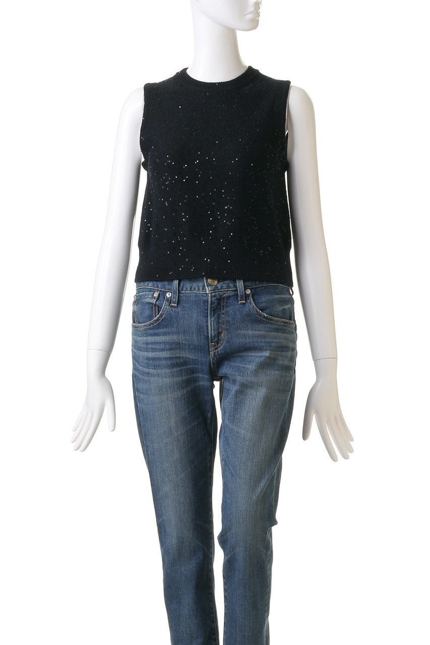 【マリリンムーン/MARILYN MOON】のコットンポリエステルスパングルノースリーブベスト 人気、トレンドファッション・服の通販 founy(ファニー) ファッション Fashion レディースファッション Fashion for Women トップス・カットソー Cut & Sew Tops ニット Knit Tops & Sweaters キャミソール&ノースリーブ Camisoles & Sleeveless Tops ベスト&ジレ / 重ね着スタイル Vests & Gilets カジュアルプルオーバー・ニットトップス Pullovers & Knit Tops / Casual Pullovers スパンコール Sequins, Sequin Embellishment ノースリーブ Sleeveless, No-Sleeve ベスト Vest, Waistcoat ロング Long, Long-Length other-2|ID: prp329100004111891 ipo3291000000032937451