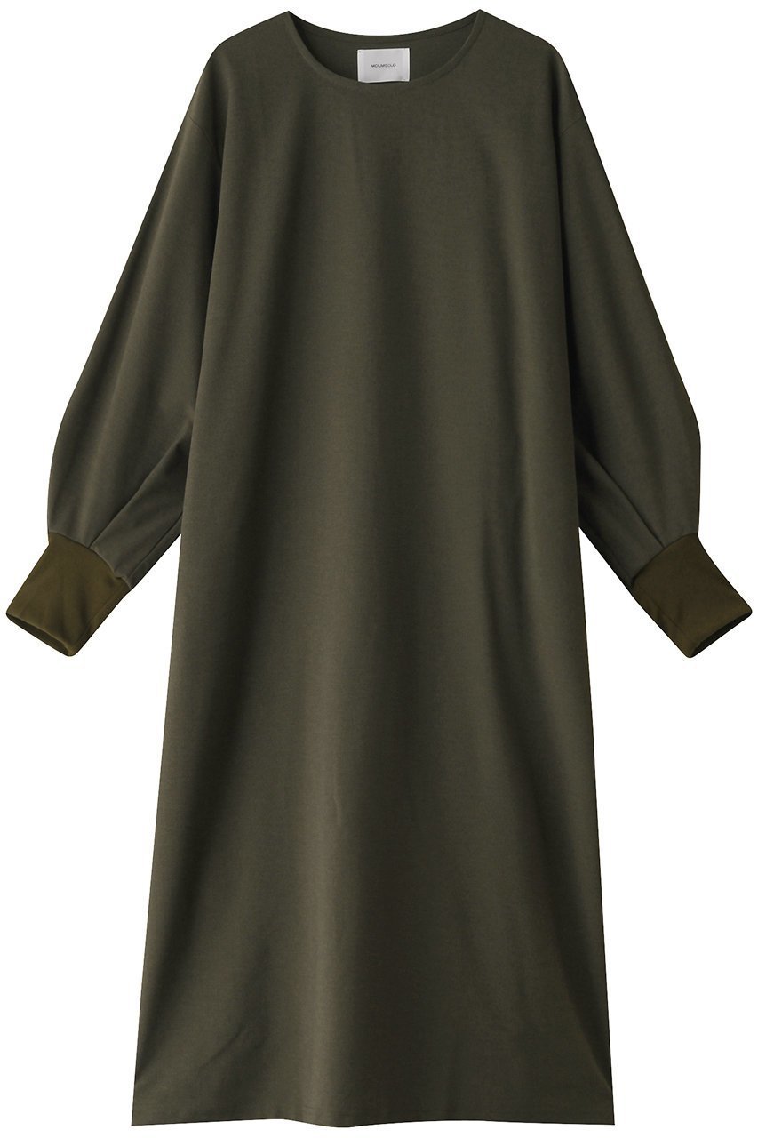 【ミディウミソリッド/MIDIUMISOLID】のpuff slv long OP ワンピース インテリア・キッズ・メンズ・レディースファッション・服の通販 founy(ファニー) 　ファッション　Fashion　レディースファッション　Fashion for Women　ワンピース　Dresses　チュニック　Tunic Tops & Dresses　ストレート　Straight, Straight Cut　チュニック　Tunic, Long Top　ロング　Long, Long-Length　エレガント 上品　Elegant　khaki|ID: prp329100004111928 ipo3291000000032893402