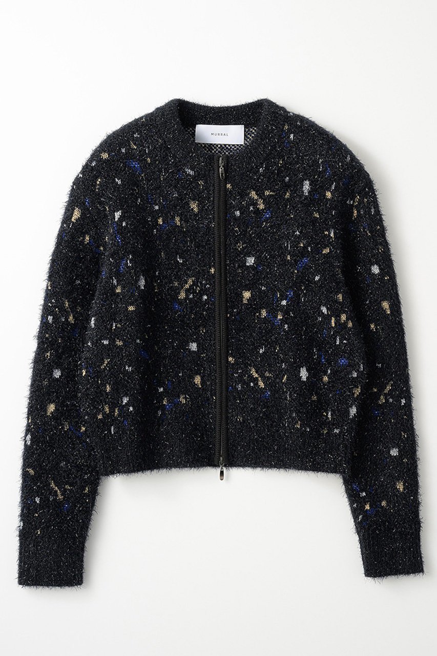 【ミューラル/MURRAL】のTwinkle ニットカーディガン インテリア・キッズ・メンズ・レディースファッション・服の通販 founy(ファニー) 　ファッション　Fashion　レディースファッション　Fashion for Women　トップス・カットソー　Cut & Sew Tops　ニット　Knit Tops & Sweaters　カーディガン・羽織り　Layered Style Cardigans　カーディガン　Cardigan, Knitwear　コンパクト　Compact, Small Size　ショート　Short, Short Length　ジップ　Zip, Zipper　ジャカード／ジャガード　Jacquard, Woven Pattern　ダブル　Double, Double-Breasted　バランス　Balance, Style Balance　ブライト　Bright, Shiny　ブラック|ID: prp329100004112933 ipo3291000000032965587