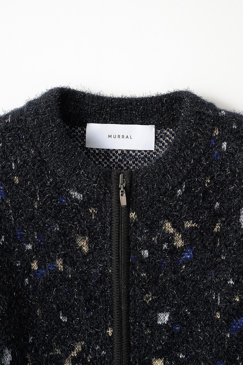 【ミューラル/MURRAL】のTwinkle ニットカーディガン 人気、トレンドファッション・服の通販 founy(ファニー) 　ファッション　Fashion　レディースファッション　Fashion for Women　トップス・カットソー　Cut & Sew Tops　ニット　Knit Tops & Sweaters　カーディガン・羽織り　Layered Style Cardigans　カーディガン　Cardigan, Knitwear　コンパクト　Compact, Small Size　ショート　Short, Short Length　ジップ　Zip, Zipper　ジャカード／ジャガード　Jacquard, Woven Pattern　ダブル　Double, Double-Breasted　バランス　Balance, Style Balance　ブライト　Bright, Shiny　other-3|ID: prp329100004112933 ipo3291000000032965595