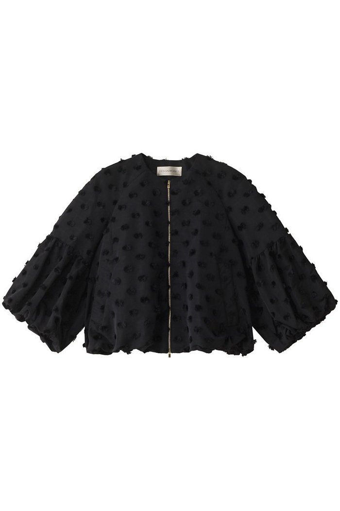 【デザイン ワークス/DESIGN WORKS】のボンボンカットJQジップブルゾン インテリア・キッズ・メンズ・レディースファッション・服の通販 founy(ファニー) https://founy.com/ ファッション Fashion レディースファッション Fashion for Women アウター Coat / Outerwear Collection レディースジャケット・軽アウター Jackets ブルゾンジャケット・スポーティアウター Blouson Jackets おすすめ Recommended / Our Picks コンパクト Compact, Small Size ジャカード／ジャガード Jacquard, Woven Pattern ジャケット Jacket, Outerwear スタイリッシュ Stylish, Fashionable スリーブ Sleeve, Long Sleeve / Short Sleeve セットアップ Set-Up, Coordinated Outfit バルーン Balloon, Balloon Silhouette ブルゾン Blouson, Bomber Jacket |ID: prp329100004113059 ipo3291000000035721099