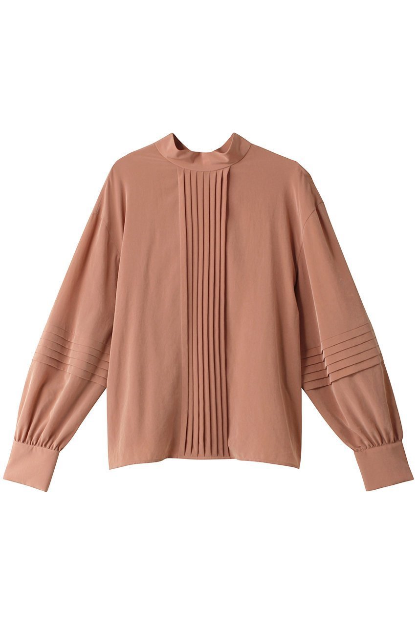 【オブリオ/AUBRIOT】のパウダリーファイユ ハイネックブラウス インテリア・キッズ・メンズ・レディースファッション・服の通販 founy(ファニー) 　ファッション　Fashion　レディースファッション　Fashion for Women　トップス・カットソー　Cut & Sew Tops　シャツ・ブラウス・オフィスカジュアル　Elegant Blouses & Button-Ups　エレガント 上品　Elegant　スリーブ　Sleeve, Long Sleeve / Short Sleeve　ドレープ　Drape, Draping Fabric　ハイネック　High Neck, Mock Neck　フォルム　Silhouette, Form　モダン　Modern, Contemporary　ロング　Long, Long-Length　ヴィンテージ　Vintage Style　ベビーピンク|ID: prp329100004116765 ipo3291000000035823307