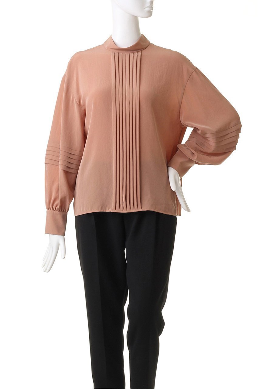 【オブリオ/AUBRIOT】のパウダリーファイユ ハイネックブラウス 人気、トレンドファッション・服の通販 founy(ファニー) 　ファッション　Fashion　レディースファッション　Fashion for Women　トップス・カットソー　Cut & Sew Tops　シャツ・ブラウス・オフィスカジュアル　Elegant Blouses & Button-Ups　エレガント 上品　Elegant　スリーブ　Sleeve, Long Sleeve / Short Sleeve　ドレープ　Drape, Draping Fabric　ハイネック　High Neck, Mock Neck　フォルム　Silhouette, Form　モダン　Modern, Contemporary　ロング　Long, Long-Length　ヴィンテージ　Vintage Style　other-2|ID: prp329100004116765 ipo3291000000035823308