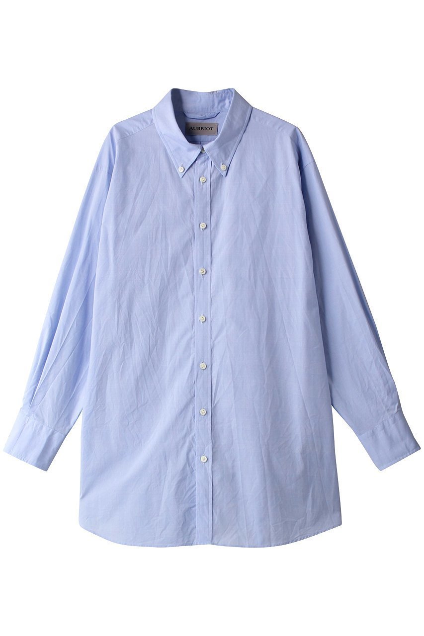 【オブリオ/AUBRIOT】のグレンチェックコットンシャツ インテリア・キッズ・メンズ・レディースファッション・服の通販 founy(ファニー) 　ファッション　Fashion　レディースファッション　Fashion for Women　トップス・カットソー　Cut & Sew Tops　シャツ・ブラウス・オフィスカジュアル　Elegant Blouses & Button-Ups　クラシック　Classic, Timeless Style　スリーブ　Sleeve, Long Sleeve / Short Sleeve　チェック　Check, Plaid, Tartan　ブロード　Broadcloth, Fine Cotton　メンズ　Men's, Menswear　ロング　Long, Long-Length　エレガント 上品　Elegant　ライトブルー|ID: prp329100004116776 ipo3291000000032891508