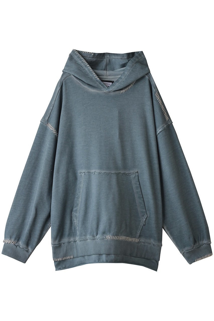 【メゾンスペシャル/MAISON SPECIAL】の【UNISEX】ヘビースウェットオーバーダイエンブロイダリーダメージフーディー インテリア・キッズ・メンズ・レディースファッション・服の通販 founy(ファニー) 　ファッション　Fashion　レディースファッション　Fashion for Women　トップス・カットソー　Cut & Sew Tops　シャツ・ブラウス・オフィスカジュアル　Elegant Blouses & Button-Ups　レディースパーカー・カジュアルフーディー　Casual Hoodies & Sweatshirts　ロングTシャツ・Tシャツ　Longline T-Shirts & Tees　スウェット・クルーネックトップス　Sweatshirts & Crewnecks / Relaxed Fit Sweat Tops　カットソー・ベーシックTシャツ　Cut-and-Sewn Tops / Stretch Tees & Basics　ユニセックス　Unisex, Genderless　ダメージ　Distressed, Destroyed　トレンド　Trend, Trending Now　ブリーチ　Bleach, Washed Finish　ワイド　Wide, Wide Fit　ヴィンテージ　Vintage Style　定番　Standard, Basic Item　BLU(ブルー)|ID: prp329100004116806 ipo3291000000032914755