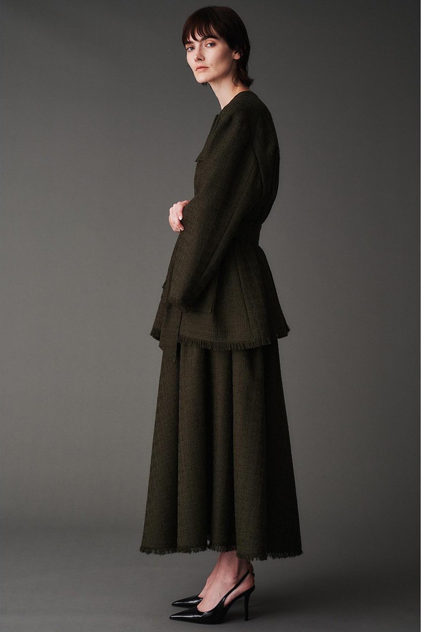 【オブリオ/AUBRIOT】のウールツィード タックボリュームスカート 人気、トレンドファッション・服の通販 founy(ファニー) 　ファッション　Fashion　レディースファッション　Fashion for Women　スカート　Skirts　ロングスカート　Long Skirts / Maxi & Midi Skirts　おすすめ　Recommended / Our Picks　イタリア　Italy　エレガント 上品　Elegant　ジャケット　Jacket, Outerwear　セットアップ　Set-Up, Coordinated Outfit　ツイード／ツィード　Choker, Choker Necklace　トレンド　Trend, Trending Now　ロング　Long, Long-Length　今季　This Season, Current Season　other-8|ID: prp329100004116823 ipo3291000000036563329