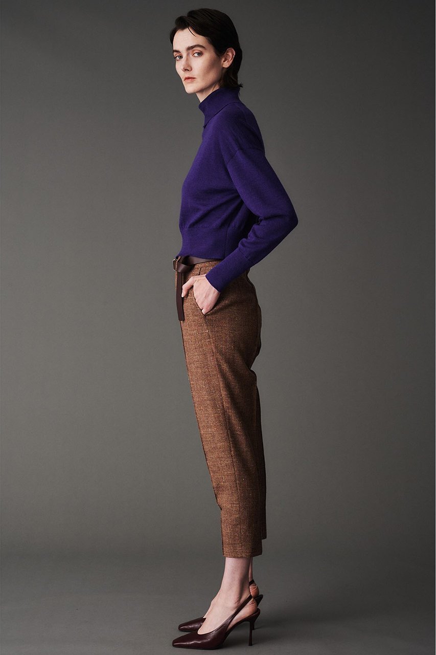 【オブリオ/AUBRIOT】のメランジ調ネップ スリムフィットクロップドパンツ 人気、トレンドファッション・服の通販 founy(ファニー) 　ファッション　Fashion　レディースファッション　Fashion for Women　パンツ　Pants & Trousers　イタリア　Italy　クラシック　Classic, Timeless Style　スリット　Slit, Slit Detail　スリム　Slim, Slim Fit　ネップ　Nepp, Slub Yarn　フィット　Fit, Slim Fit　メランジ　Melange, Mixed Yarn　リネン　Linen, Linen Fabric　エレガント 上品　Elegant　other-8|ID: prp329100004116829 ipo3291000000032939558