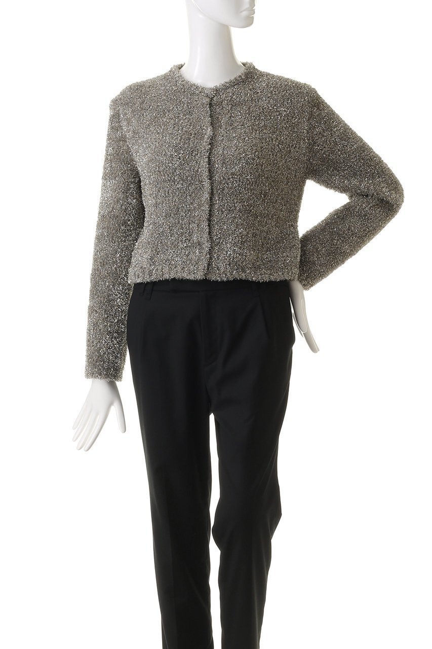 【オブリオ/AUBRIOT】のシャギーヤーン クルーネックカーディガン 人気、トレンドファッション・服の通販 founy(ファニー) 　ファッション　Fashion　レディースファッション　Fashion for Women　トップス・カットソー　Cut & Sew Tops　ニット　Knit Tops & Sweaters　カーディガン・羽織り　Layered Style Cardigans　エレガント 上品　Elegant　カーディガン　Cardigan, Knitwear　コンパクト　Compact, Small Size　メタリック　Metallic, Shiny Finish　モダン　Modern, Contemporary　リラックス　Relax, Relaxed Fit　other-2|ID: prp329100004116835 ipo3291000000036098502