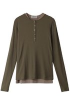 【オブリオ/AUBRIOT】のシアーコットンテレコ ヘンリーネックTシャツ カーキ|ID: prp329100004116837 ipo3291000000032896105