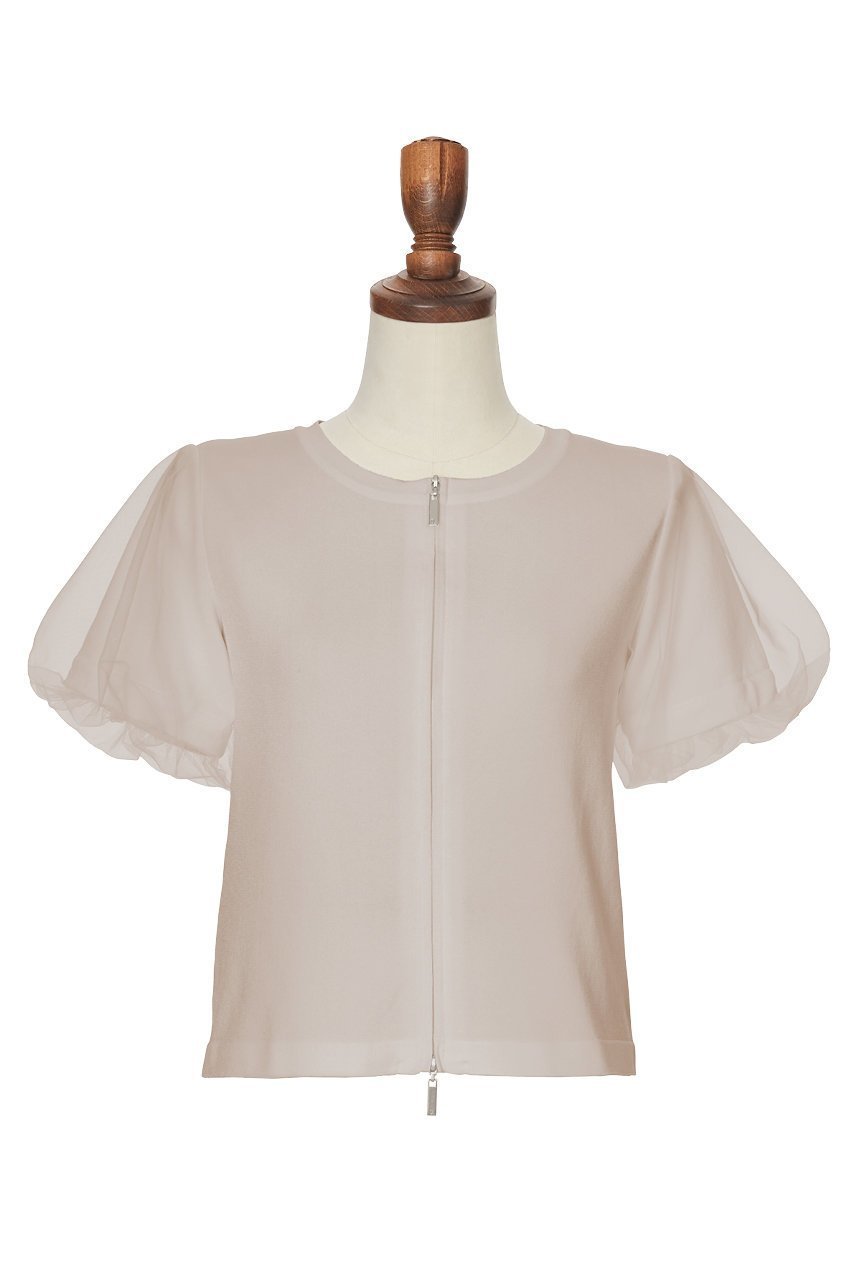 【デイジーリン/DAISY LIN】のCardigan “Daisy Puff Tulle” インテリア・キッズ・メンズ・レディースファッション・服の通販 founy(ファニー) 　ファッション　Fashion　レディースファッション　Fashion for Women　トップス・カットソー　Cut & Sew Tops　ニット　Knit Tops & Sweaters　カーディガン・羽織り　Layered Style Cardigans　ウォッシャブル　Machine Washable　カーディガン　Cardigan, Knitwear　ギャザー　Gathered, Ruffled　コンシャス　Conscious, Bodycon　ダブル　Double, Double-Breasted　チュール　Tulip, Tulip Motif　ノースリーブ　Sleeveless, No-Sleeve　半袖　Short Sleeve, Half Sleeve　夏　Summer　新作・新入荷　New Arrivals / New In　パウダーベージュ|ID: prp329100004116854 ipo3291000000033330095