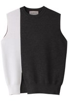 【オブリオ/AUBRIOT】のバイカラーニットベスト 人気、トレンドファッション・服の通販 founy(ファニー) ファッション Fashion レディースファッション Fashion for Women トップス・カットソー Cut & Sew Tops ニット Knit Tops & Sweaters ベスト&ジレ / 重ね着スタイル Vests & Gilets カジュアルプルオーバー・ニットトップス Pullovers & Knit Tops / Casual Pullovers スリット Slit, Slit Detail ブロック Block, Solid Block Pattern ベスト Vest, Waistcoat モダン Modern, Contemporary エレガント 上品 Elegant thumbnail チャコールグレー|ID: prp329100004116876 ipo3291000000036593287