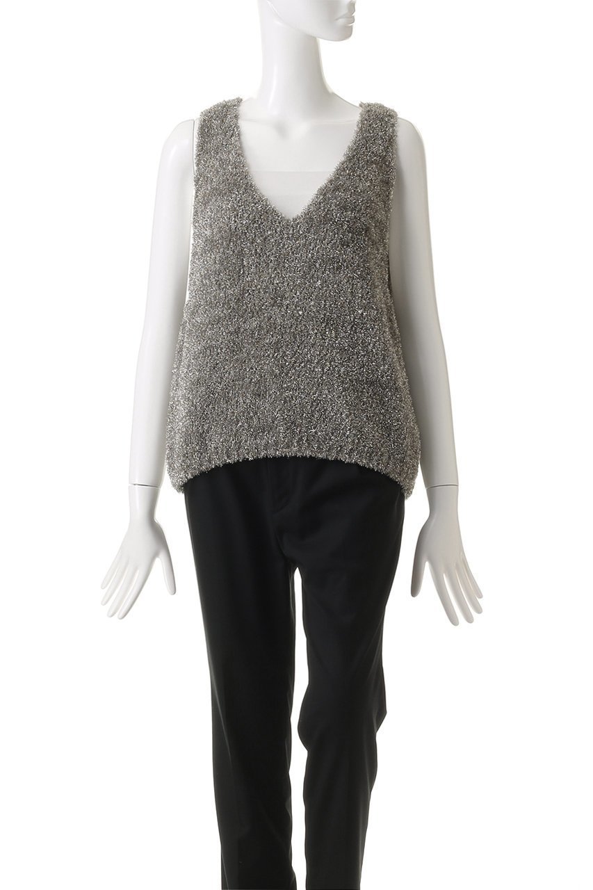 【オブリオ/AUBRIOT】のシャギーヤーン ノースリーブトップ 人気、トレンドファッション・服の通販 founy(ファニー) 　ファッション　Fashion　レディースファッション　WOMEN　トップス・カットソー　Tops/Tshirt　ニット　Knit Tops　キャミソール / ノースリーブ　No Sleeves　プルオーバー　Pullover　エレガント 上品　Elegant　スマート　Smart　ノースリーブ　No Sleeve　ボックス　Box　メタリック　Metallic　リラックス　Relax　ルーズ　Loose　other-2|ID: prp329100004116877 ipo3291000000031410141