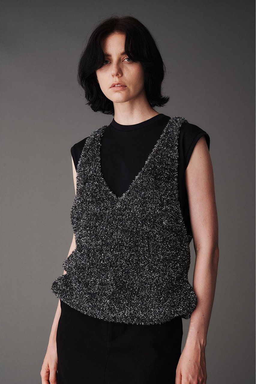 【オブリオ/AUBRIOT】のシャギーヤーン ノースリーブトップ 人気、トレンドファッション・服の通販 founy(ファニー) 　ファッション　Fashion　レディースファッション　WOMEN　トップス・カットソー　Tops/Tshirt　ニット　Knit Tops　キャミソール / ノースリーブ　No Sleeves　プルオーバー　Pullover　エレガント 上品　Elegant　スマート　Smart　ノースリーブ　No Sleeve　ボックス　Box　メタリック　Metallic　リラックス　Relax　ルーズ　Loose　other-8|ID: prp329100004116877 ipo3291000000031410153