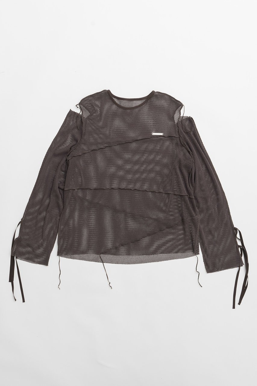 【プランク プロジェクト/PRANK PROJECT】のメッシュコールドショルダートップ / Mesh Cold Shoulder Top インテリア・キッズ・メンズ・レディースファッション・服の通販 founy(ファニー) 　ファッション　Fashion　レディースファッション　Fashion for Women　トップス・カットソー　Cut & Sew Tops　シャツ・ブラウス・オフィスカジュアル　Elegant Blouses & Button-Ups　ロングTシャツ・Tシャツ　Longline T-Shirts & Tees　カットソー・ベーシックTシャツ　Cut-and-Sewn Tops / Stretch Tees & Basics　カットソー　Cut and Sewn Top　スリーブ　Sleeve, Long Sleeve / Short Sleeve　メッシュ　Mesh, Net Fabric　ラッセル　Raschel, Raschel Lace　ロング　Long, Long-Length　BRN(ブラウン)|ID: prp329100004116883 ipo3291000000032896158