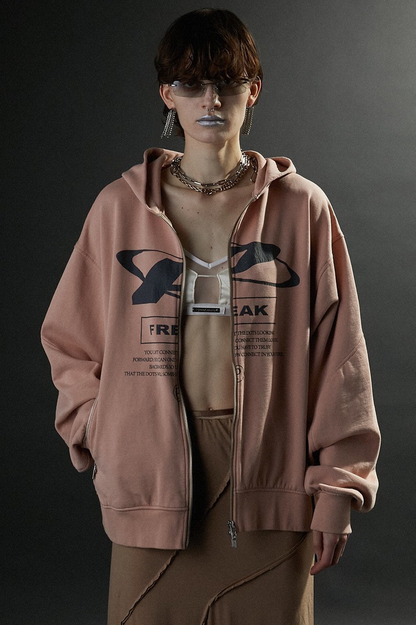 【プランク プロジェクト/PRANK PROJECT】のFREAKダブルジップフーディFREAK Double Zip Hoodie 人気、トレンドファッション・服の通販 founy(ファニー) 　ファッション　Fashion　レディースファッション　WOMEN　トップス・カットソー　Tops/Tshirt　シャツ/ブラウス　Shirts/Blouses　パーカ　Sweats　ロング / Tシャツ　T-Shirts　スウェット　Sweat　カットソー　Cut and Sewn　グラフィック　Graphic　スリット　Slit　フロント　Front　other-2|ID: prp329100004116885 ipo3291000000031410209