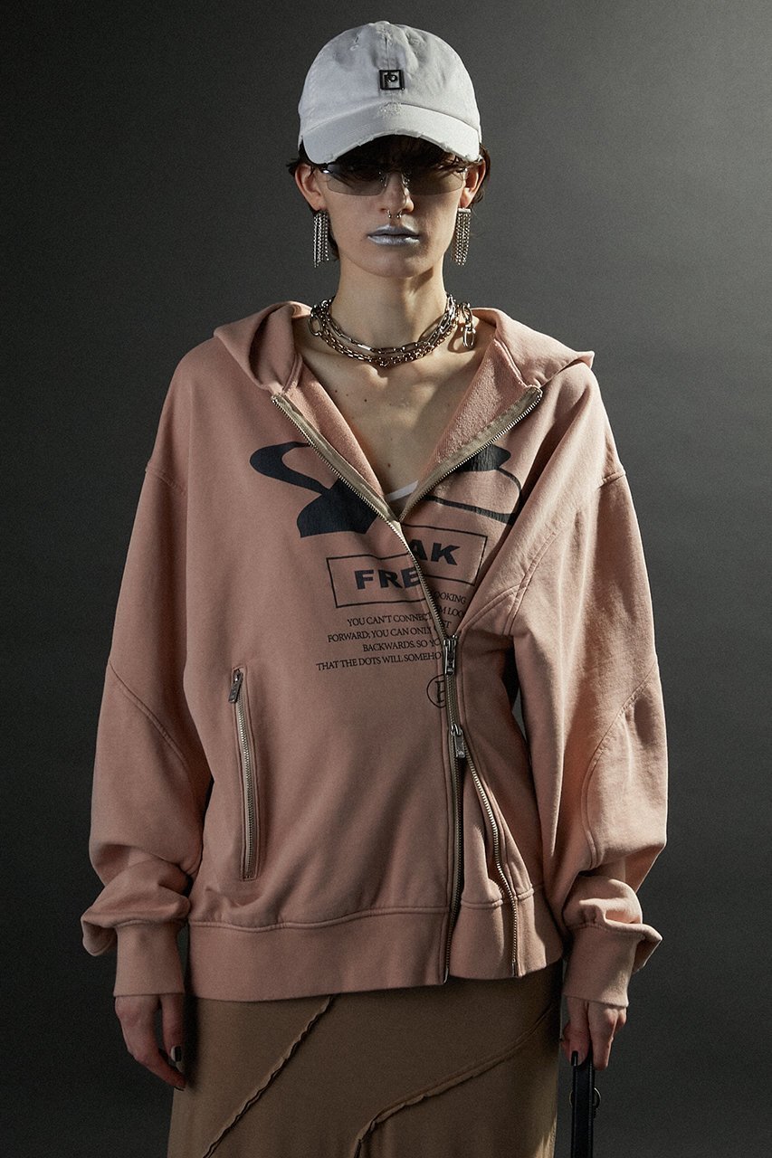 【プランク プロジェクト/PRANK PROJECT】のFREAKダブルジップフーディFREAK Double Zip Hoodie 人気、トレンドファッション・服の通販 founy(ファニー) 　ファッション　Fashion　レディースファッション　WOMEN　トップス・カットソー　Tops/Tshirt　シャツ/ブラウス　Shirts/Blouses　パーカ　Sweats　ロング / Tシャツ　T-Shirts　スウェット　Sweat　カットソー　Cut and Sewn　グラフィック　Graphic　スリット　Slit　フロント　Front　other-8|ID: prp329100004116885 ipo3291000000031410221