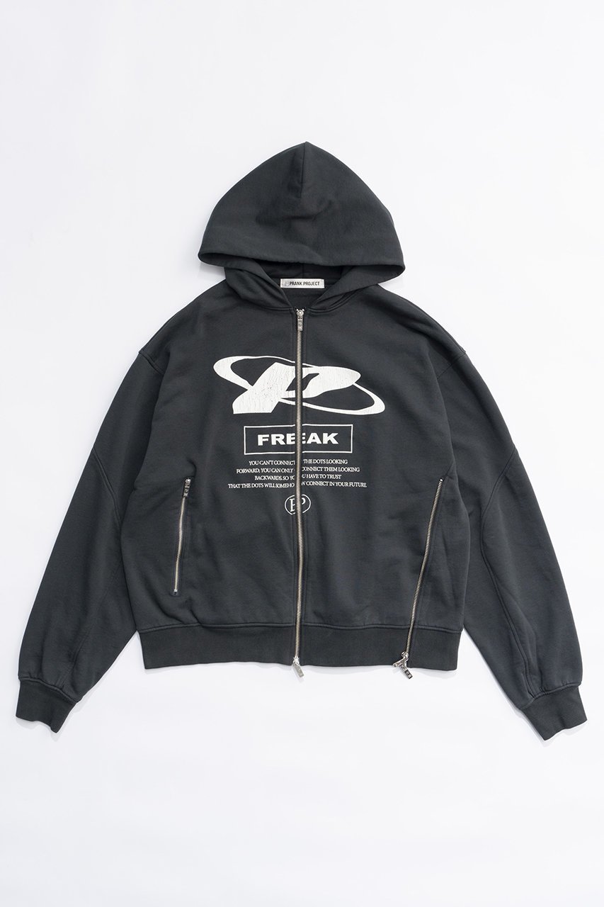 【プランク プロジェクト/PRANK PROJECT】のFREAKダブルジップフーディFREAK Double Zip Hoodie 人気、トレンドファッション・服の通販 founy(ファニー) 　ファッション　Fashion　レディースファッション　Fashion for Women　トップス・カットソー　Cut & Sew Tops　シャツ・ブラウス・オフィスカジュアル　Elegant Blouses & Button-Ups　レディースパーカー・カジュアルフーディー　Casual Hoodies & Sweatshirts　ロングTシャツ・Tシャツ　Longline T-Shirts & Tees　スウェット・クルーネックトップス　Sweatshirts & Crewnecks / Relaxed Fit Sweat Tops　カットソー・ベーシックTシャツ　Cut-and-Sewn Tops / Stretch Tees & Basics　グラフィック　Graphic, Graphic Design　スリット　Slit, Slit Detail　フロント　Front, Front Design　 other-1|ID: prp329100004116885 ipo3291000000032913443