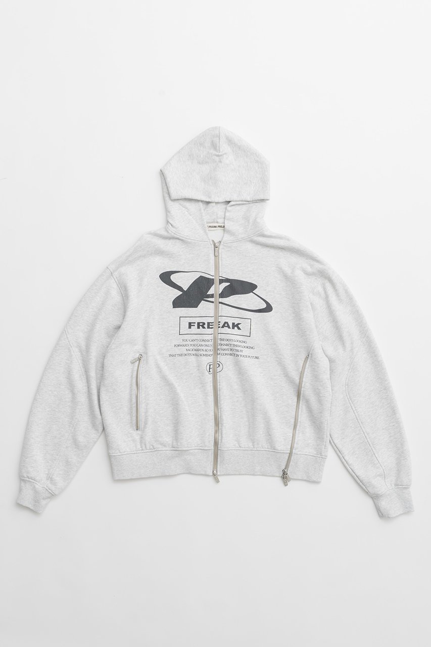 【プランク プロジェクト/PRANK PROJECT】のFREAKダブルジップフーディFREAK Double Zip Hoodie インテリア・キッズ・メンズ・レディースファッション・服の通販 founy(ファニー) 　ファッション　Fashion　レディースファッション　Fashion for Women　トップス・カットソー　Cut & Sew Tops　シャツ・ブラウス・オフィスカジュアル　Elegant Blouses & Button-Ups　レディースパーカー・カジュアルフーディー　Casual Hoodies & Sweatshirts　ロングTシャツ・Tシャツ　Longline T-Shirts & Tees　スウェット・クルーネックトップス　Sweatshirts & Crewnecks / Relaxed Fit Sweat Tops　カットソー・ベーシックTシャツ　Cut-and-Sewn Tops / Stretch Tees & Basics　グラフィック　Graphic, Graphic Design　スリット　Slit, Slit Detail　フロント　Front, Front Design　L.GRY(ライトグレー)|ID: prp329100004116885 ipo3291000000032913462