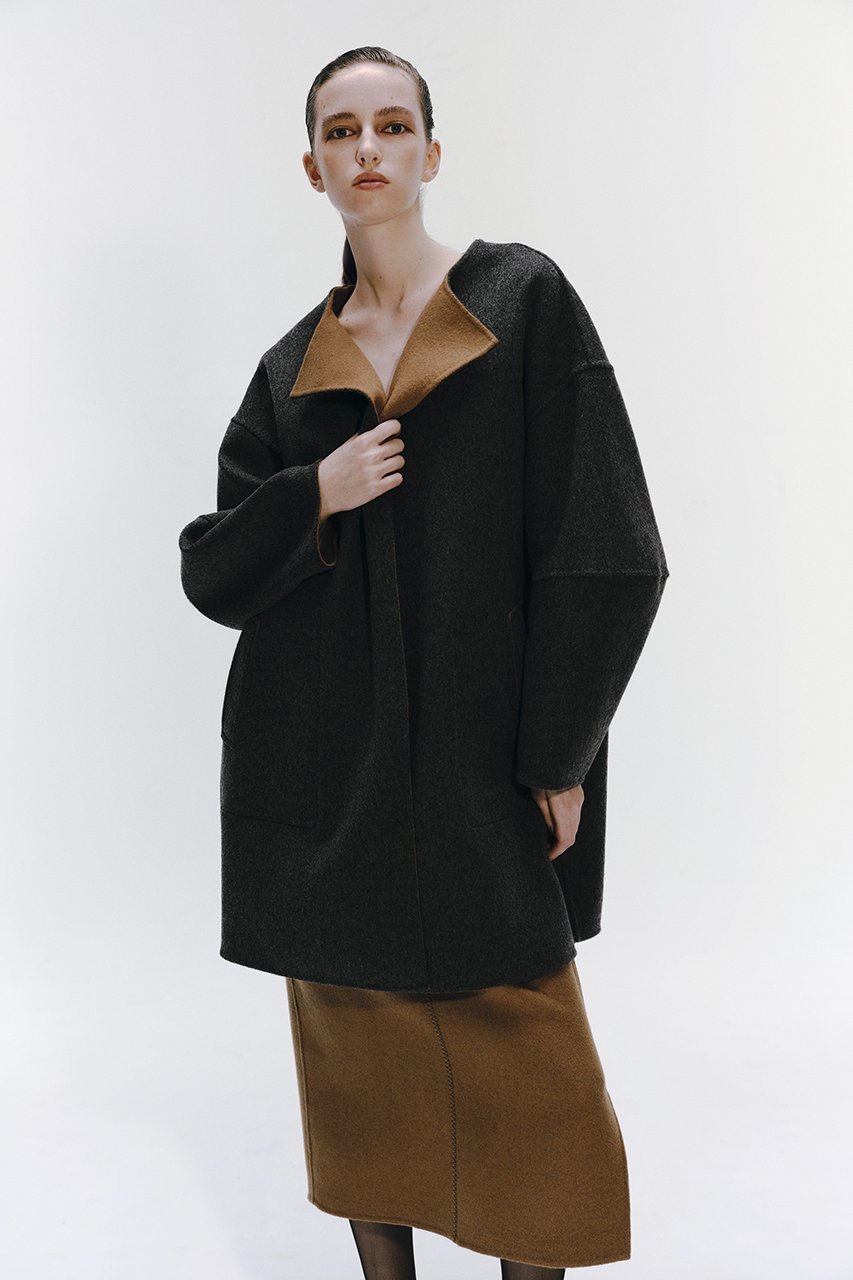 【ミラ ショーン バイ チカ キサダ/mila schon by chika kisada】のリバーウール コート 人気、トレンドファッション・服の通販 founy(ファニー) 　ファッション　Fashion　レディースファッション　Fashion for Women　アウター　Coat / Outerwear Collection　コート・ロングコート・ピーコート　Long Coats, Peacoats & More　シンプル　Simple, Minimal　ハーフ　Half, Half-Length　パターン　Pattern, Design Print　フォルム　Silhouette, Form　リバーシブル　Reversible, Two-Sided　ロング　Long, Long-Length　other-7|ID: prp329100004116895 ipo3291000000032948204