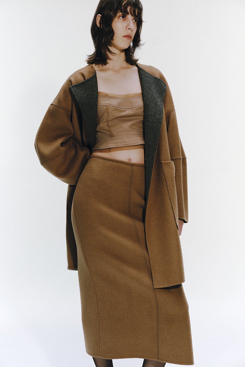【ミラ ショーン バイ チカ キサダ/mila schon by chika kisada】のリバーウール コート 人気、トレンドファッション・服の通販 founy(ファニー) 　ファッション　Fashion　レディースファッション　Fashion for Women　アウター　Coat / Outerwear Collection　コート・ロングコート・ピーコート　Long Coats, Peacoats & More　シンプル　Simple, Minimal　ハーフ　Half, Half-Length　パターン　Pattern, Design Print　フォルム　Silhouette, Form　リバーシブル　Reversible, Two-Sided　ロング　Long, Long-Length　other-8|ID: prp329100004116895 ipo3291000000032948210