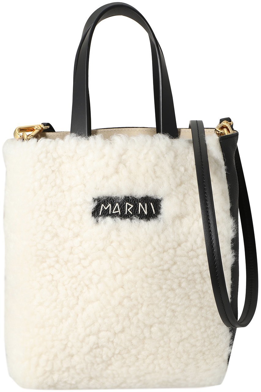 【マルニ/MARNI】のMUSEO SOFT MINI シアリング2wayトートバッグ インテリア・キッズ・メンズ・レディースファッション・服の通販 founy(ファニー) 　ファッション　Fashion　レディースファッション　WOMEN　バッグ　Bag　A/W・秋冬　Aw・Autumn/Winter・Fw・Fall-Winter　モコモコ　Fluffy　ナチュラル×ホワイト×ブラック|ID: prp329100004116908 ipo3291000000028054203