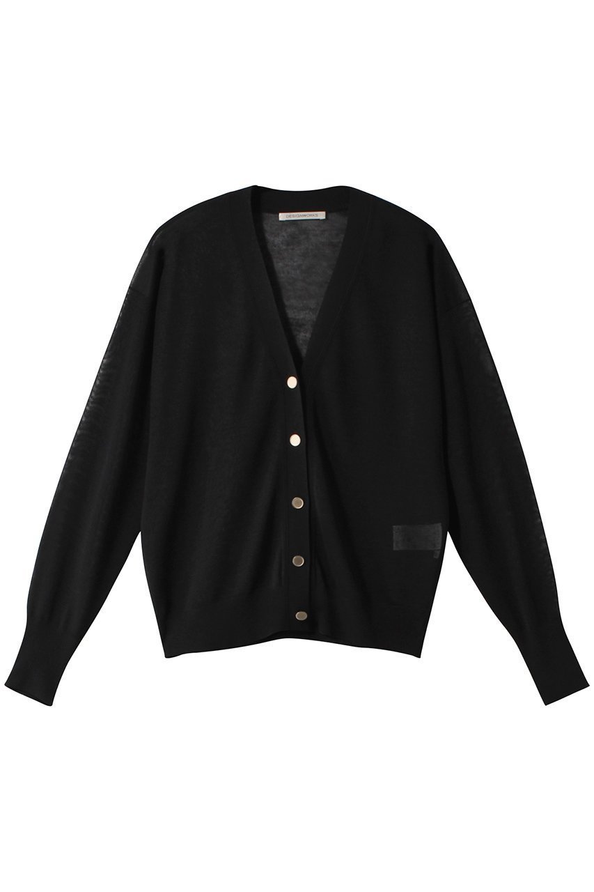 【デザイン ワークス/DESIGN WORKS】のラメシアーVネックカーディガン インテリア・キッズ・メンズ・レディースファッション・服の通販 founy(ファニー) 　ファッション　Fashion　レディースファッション　Fashion for Women　トップス・カットソー　Cut & Sew Tops　ニット　Knit Tops & Sweaters　カーディガン・羽織り　Layered Style Cardigans　Vネックトップス　V-Neck Tops / V-Cut Neckline Shirts　エレガント 上品　Elegant　カーディガン　Cardigan, Knitwear　ベーシック　Basic, Essential　ブラック|ID: prp329100004116985 ipo3291000000032933641