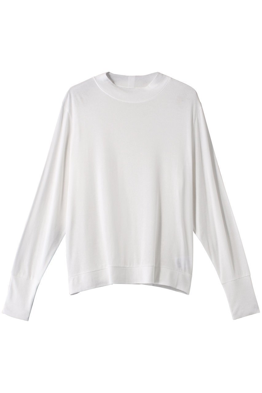 【スリー ドッツ/three dots】のスマイルストレッチジャージー モックネック インテリア・キッズ・メンズ・レディースファッション・服の通販 founy(ファニー) 　ファッション　Fashion　レディースファッション　Fashion for Women　トップス・カットソー　Cut & Sew Tops　シャツ・ブラウス・オフィスカジュアル　Elegant Blouses & Button-Ups　ロングTシャツ・Tシャツ　Longline T-Shirts & Tees　カットソー・ベーシックTシャツ　Cut-and-Sewn Tops / Stretch Tees & Basics　スリーブ　Sleeve, Long Sleeve / Short Sleeve　モックネック　Mock Neck, Short Turtleneck　ロング　Long, Long-Length　ホワイト|ID: prp329100004116987 ipo3291000000032914962