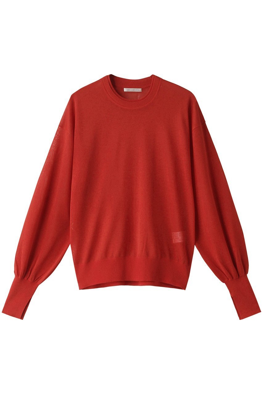 【デザイン ワークス/DESIGN WORKS】のラメシアークルーネックプルオーバー インテリア・キッズ・メンズ・レディースファッション・服の通販 founy(ファニー) 　ファッション　Fashion　レディースファッション　Fashion for Women　トップス・カットソー　Cut & Sew Tops　シャツ・ブラウス・オフィスカジュアル　Elegant Blouses & Button-Ups　ロングTシャツ・Tシャツ　Longline T-Shirts & Tees　カジュアルプルオーバー・ニットトップス　Pullovers & Knit Tops / Casual Pullovers　カットソー・ベーシックTシャツ　Cut-and-Sewn Tops / Stretch Tees & Basics　スリーブ　Sleeve, Long Sleeve / Short Sleeve　ベーシック　Basic, Essential　ロング　Long, Long-Length　レッド|ID: prp329100004120758 ipo3291000000034954477