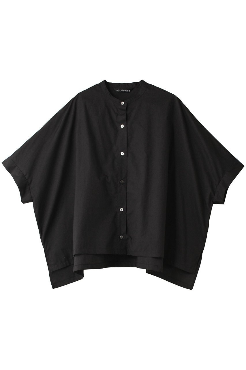 【ミズイロ インド/mizuiro ind】のstand collar wide shirt シャツ インテリア・キッズ・メンズ・レディースファッション・服の通販 founy(ファニー) 　ファッション　Fashion　レディースファッション　WOMEN　トップス・カットソー　Tops/Tshirt　シャツ/ブラウス　Shirts/Blouses　ショート　Short　スタンド　Stand　スリット　Slit　スリーブ　Sleeve　トレンド　Trend　バランス　Balance　フォルム　Form　ボトム　Bottom　ワイド　Wide　black|ID: prp329100004120760 ipo3291000000028109599