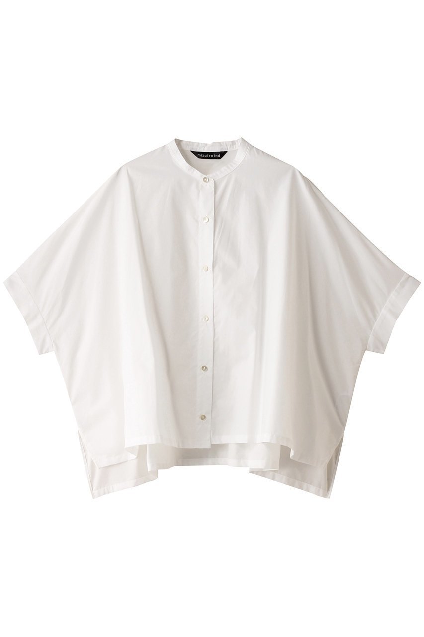 【ミズイロ インド/mizuiro ind】のstand collar wide shirt シャツ インテリア・キッズ・メンズ・レディースファッション・服の通販 founy(ファニー) 　ファッション　Fashion　レディースファッション　WOMEN　トップス・カットソー　Tops/Tshirt　シャツ/ブラウス　Shirts/Blouses　ショート　Short　スタンド　Stand　スリット　Slit　スリーブ　Sleeve　トレンド　Trend　バランス　Balance　フォルム　Form　ボトム　Bottom　ワイド　Wide　off white|ID: prp329100004120760 ipo3291000000028350472