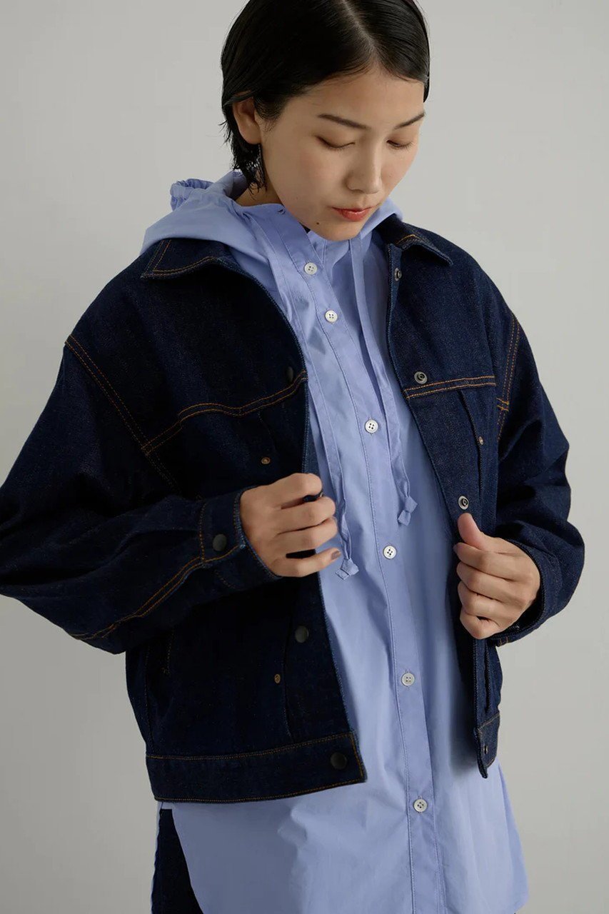 【レリル/lelill】のプリーデッドデニムJK 人気、トレンドファッション・服の通販 founy(ファニー) 　ファッション　Fashion　レディースファッション　Fashion for Women　アウター　Coat / Outerwear Collection　レディースジャケット・軽アウター　Jackets　ジャケット　Jacket, Outerwear　ストレッチ　Stretch, Stretchy Fabric　デニム　Denim, Jeans Material　ドット　Polka Dot, Dot Pattern　フラップ　Flap, Flap Pocket　フロント　Front, Front Design　ブルゾン　Blouson, Bomber Jacket　ボックス　Boxy, Box Shape　other-8|ID: prp329100004121878 ipo3291000000032960958