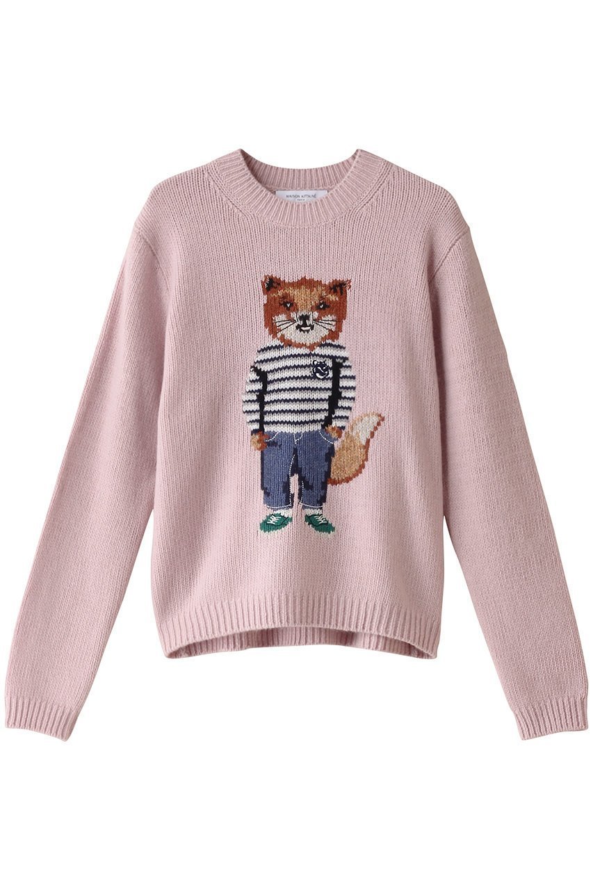 【メゾン キツネ/MAISON KITSUNE】のDRESSED FOX インターシャ ジャンパー 人気、トレンドファッション・服の通販 founy(ファニー) 　ファッション　Fashion　レディースファッション　WOMEN　トップス・カットソー　Tops/Tshirt　ニット　Knit Tops　プルオーバー　Pullover　ワンピース　Dress　ドレス　Party Dresses　A/W・秋冬　Aw・Autumn/Winter・Fw・Fall-Winter　スリーブ　Sleeve　フォックス　Fox　フロント　Front　ベーシック　Basic　モチーフ　Motif　ロング　Long　 other-1|ID: prp329100004121882 ipo3291000000028127518