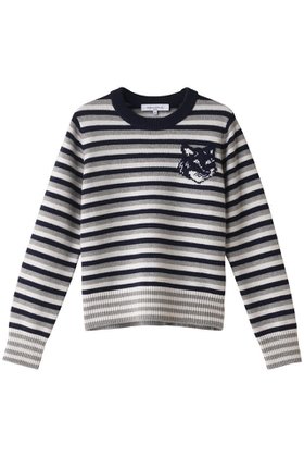 【メゾン キツネ/MAISON KITSUNE】のFOX HEAD インターシャ ストライプ レギュラー ジャンパー 人気、トレンドファッション・服の通販 founy(ファニー) ファッション Fashion レディースファッション WOMEN トップス・カットソー Tops/Tshirt ニット Knit Tops プルオーバー Pullover A/W・秋冬 Aw・Autumn/Winter・Fw・Fall-Winter コンパクト Compact ストライプ Stripe スリーブ Sleeve フォックス Fox レギュラー Regular ロング Long |ID:prp329100004121883