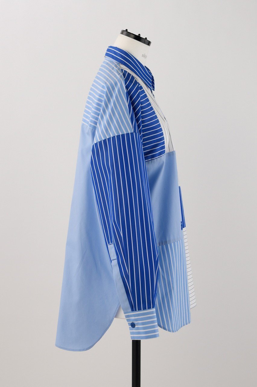【ナゴンスタンス/nagonstans】のCombi Stripe SH/シャツ 人気、トレンドファッション・服の通販 founy(ファニー) 　ファッション　Fashion　レディースファッション　WOMEN　トップス・カットソー　Tops/Tshirt　シャツ/ブラウス　Shirts/Blouses　おすすめ　Recommend　ストライプ　Stripe　スリーブ　Sleeve　ベスト　Vest　ロング　Long　無地　Plain Color　other-4|ID: prp329100004123350 ipo3291000000031408041