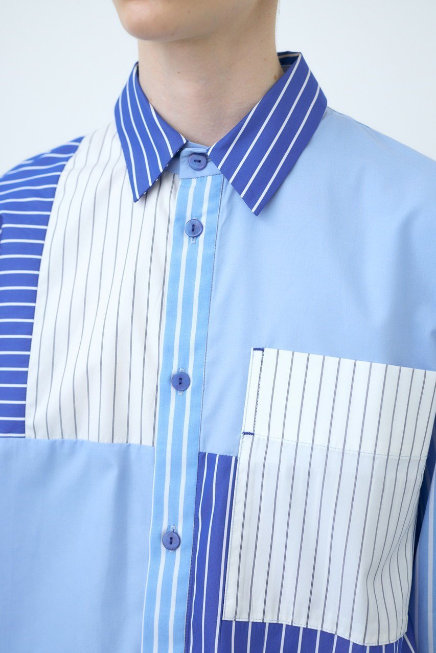 【ナゴンスタンス/nagonstans】のCombi Stripe SH/シャツ 人気、トレンドファッション・服の通販 founy(ファニー) 　ファッション　Fashion　レディースファッション　WOMEN　トップス・カットソー　Tops/Tshirt　シャツ/ブラウス　Shirts/Blouses　おすすめ　Recommend　ストライプ　Stripe　スリーブ　Sleeve　ベスト　Vest　ロング　Long　無地　Plain Color　other-5|ID: prp329100004123350 ipo3291000000031408043