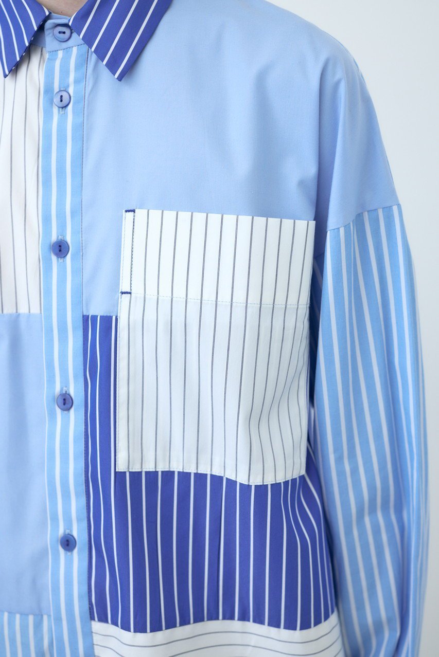 【ナゴンスタンス/nagonstans】のCombi Stripe SH/シャツ 人気、トレンドファッション・服の通販 founy(ファニー) 　ファッション　Fashion　レディースファッション　WOMEN　トップス・カットソー　Tops/Tshirt　シャツ/ブラウス　Shirts/Blouses　おすすめ　Recommend　ストライプ　Stripe　スリーブ　Sleeve　ベスト　Vest　ロング　Long　無地　Plain Color　other-6|ID: prp329100004123350 ipo3291000000031408045
