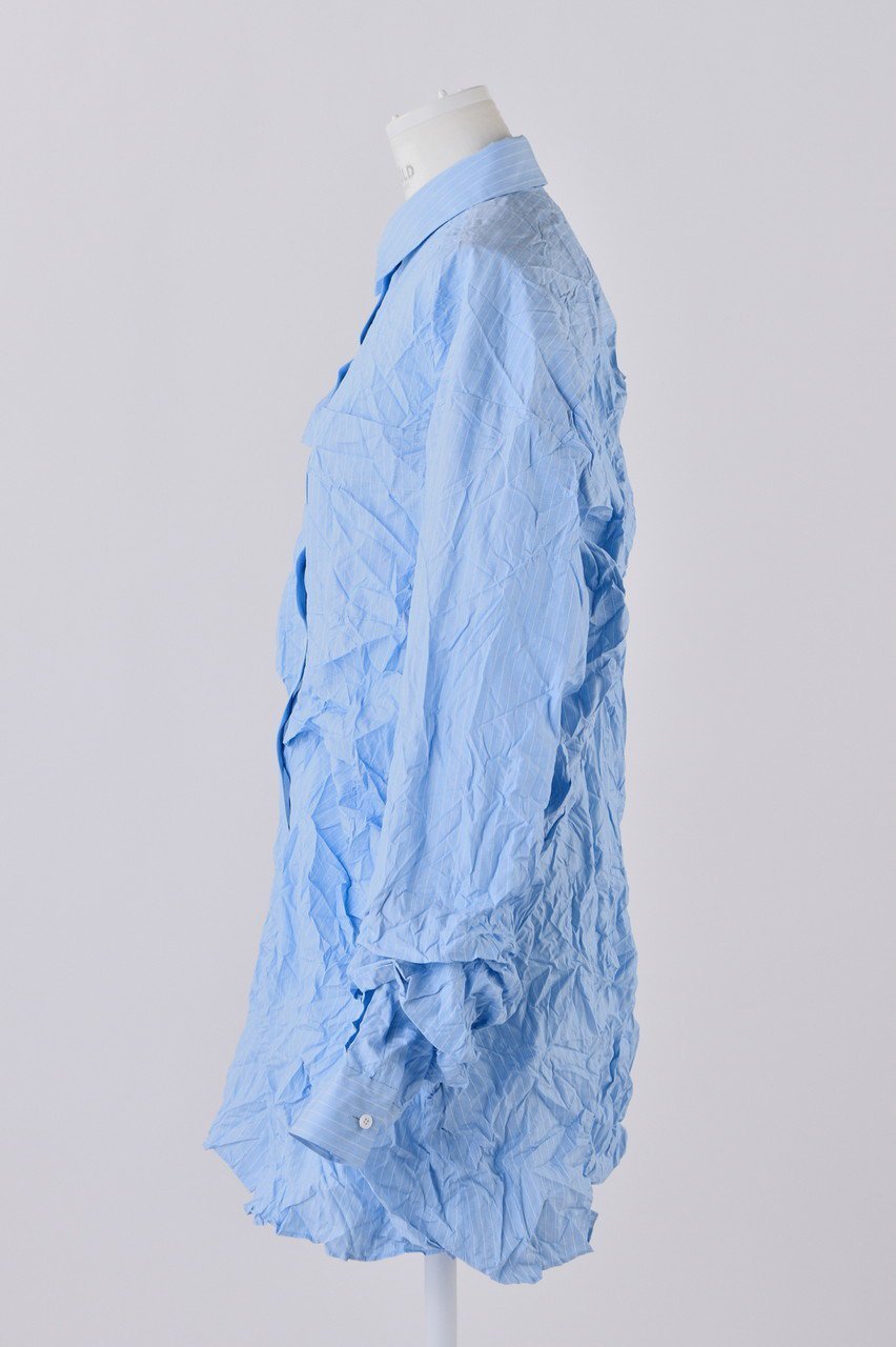 【エンフォルド/ENFOLD】のパステルストライプ Wrinkle タックSH/シャツ 人気、トレンドファッション・服の通販 founy(ファニー) 　ファッション　Fashion　レディースファッション　Fashion for Women　トップス・カットソー　Cut & Sew Tops　シャツ・ブラウス・オフィスカジュアル　Elegant Blouses & Button-Ups　アシンメトリー　Asymmetrical Style　ストライプ　Stripe, Striped Pattern　スリーブ　Sleeve, Long Sleeve / Short Sleeve　パステル　Pastel, Soft Color　ランダム　Random, Irregular　ロング　Long, Long-Length　旅行　Travel　other-2|ID: prp329100004123363 ipo3291000000032889693