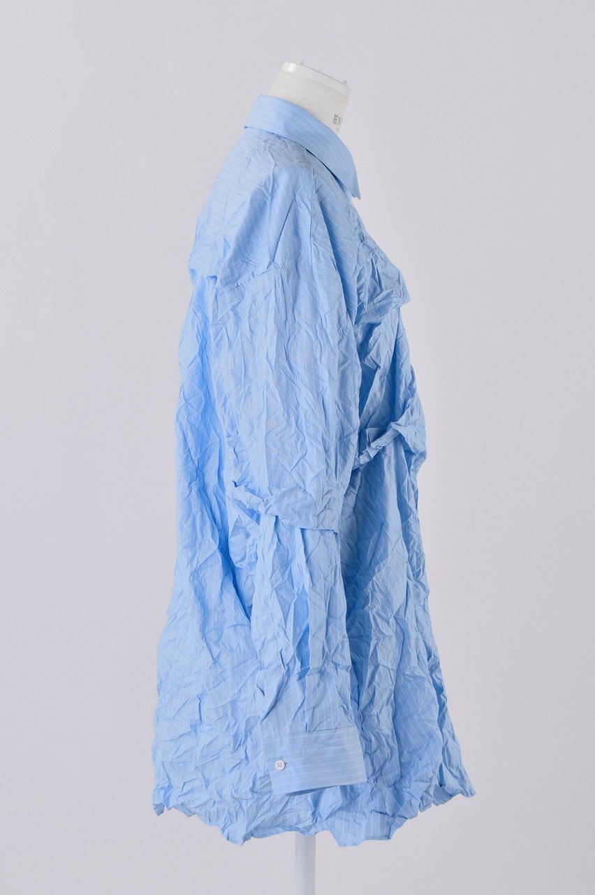 【エンフォルド/ENFOLD】のパステルストライプ Wrinkle タックSH/シャツ 人気、トレンドファッション・服の通販 founy(ファニー) 　ファッション　Fashion　レディースファッション　Fashion for Women　トップス・カットソー　Cut & Sew Tops　シャツ・ブラウス・オフィスカジュアル　Elegant Blouses & Button-Ups　アシンメトリー　Asymmetrical Style　ストライプ　Stripe, Striped Pattern　スリーブ　Sleeve, Long Sleeve / Short Sleeve　パステル　Pastel, Soft Color　ランダム　Random, Irregular　ロング　Long, Long-Length　旅行　Travel　other-4|ID: prp329100004123363 ipo3291000000032889699