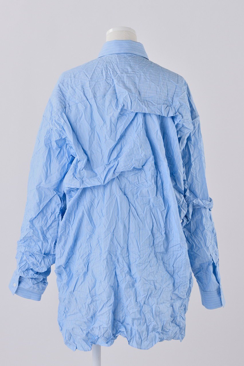 【エンフォルド/ENFOLD】のパステルストライプ Wrinkle タックSH/シャツ 人気、トレンドファッション・服の通販 founy(ファニー) 　ファッション　Fashion　レディースファッション　Fashion for Women　トップス・カットソー　Cut & Sew Tops　シャツ・ブラウス・オフィスカジュアル　Elegant Blouses & Button-Ups　アシンメトリー　Asymmetrical Style　ストライプ　Stripe, Striped Pattern　スリーブ　Sleeve, Long Sleeve / Short Sleeve　パステル　Pastel, Soft Color　ランダム　Random, Irregular　ロング　Long, Long-Length　旅行　Travel　other-3|ID: prp329100004123363 ipo3291000000036059724