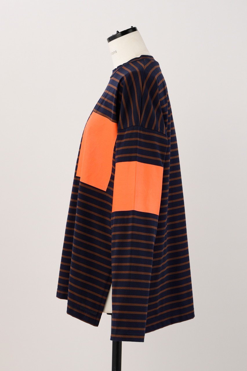 【ナゴンスタンス/nagonstans】のCO Border Over ColorロンT 人気、トレンドファッション・服の通販 founy(ファニー) 　ファッション　Fashion　レディースファッション　Fashion for Women　トップス・カットソー　Cut & Sew Tops　シャツ・ブラウス・オフィスカジュアル　Elegant Blouses & Button-Ups　ロングTシャツ・Tシャツ　Longline T-Shirts & Tees　カットソー・ベーシックTシャツ　Cut-and-Sewn Tops / Stretch Tees & Basics　スリーブ　Sleeve, Long Sleeve / Short Sleeve　プリント　Print, Printed Pattern　ボーダー　Border, Stripe　ポケット　Pocket, Pocket Detail　ラバー　Rubber, Rubber Sole　ロング　Long, Long-Length　other-2|ID: prp329100004123382 ipo3291000000032899024