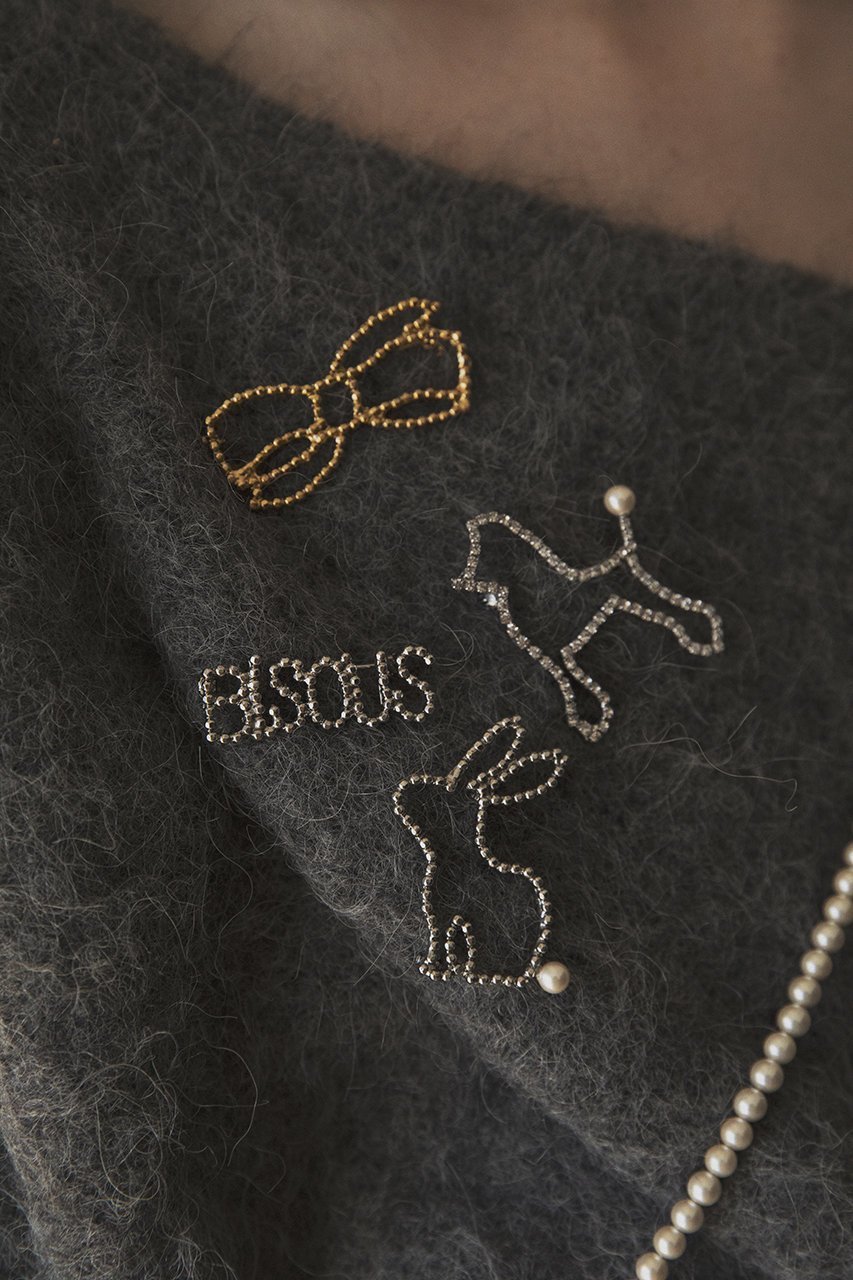 【アデル ビジュー/ADER bijoux】のCUTSTEEL bisous ブローチ 人気、トレンドファッション・服の通販 founy(ファニー) 　ファッション　Fashion　レディースファッション　Fashion for Women　ジュエリー　Jewelry　シルバー　Silver, Metallic Silver　シンプル　Simple, Minimal　ジャケット　Jacket, Outerwear　ストール　Stole, Wrap　ブローチ　Brooch, Pin Brooch　ポーチ　Pouch, Small Case　リュクス　Luxury, Elegant, High-End, Chic　other-4|ID: prp329100004123403 ipo3291000000035755460