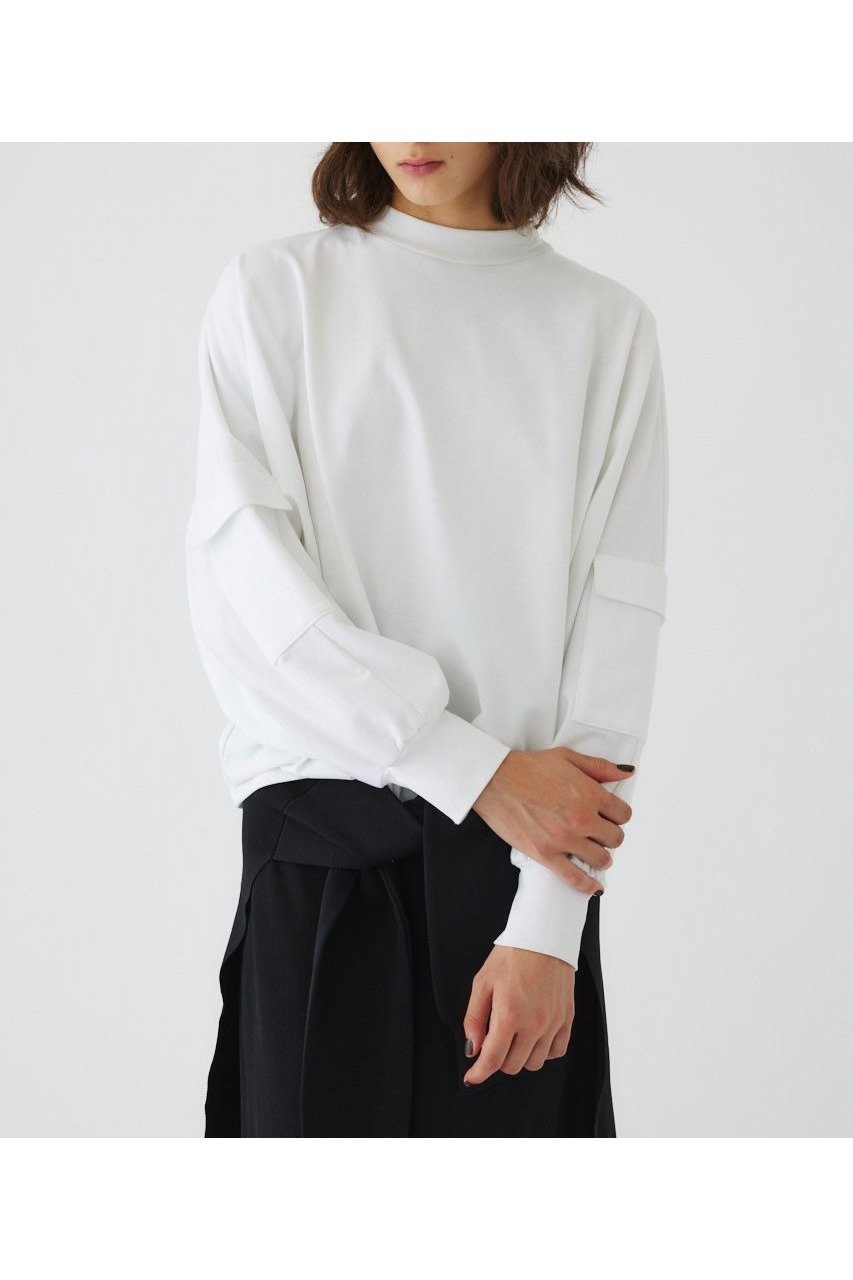 【リムアーク/RIM.ARK】のMiddle neck cotton L/T/ロングTシャツ インテリア・キッズ・メンズ・レディースファッション・服の通販 founy(ファニー) 　ファッション　Fashion　レディースファッション　WOMEN　トップス・カットソー　Tops/Tshirt　シャツ/ブラウス　Shirts/Blouses　ロング / Tシャツ　T-Shirts　カットソー　Cut and Sewn　カットソー　Cut And Sew　シンプル　Simple　スリーブ　Sleeve　バランス　Balance　フラップ　Flap　ポケット　Pocket　ミドル　Middle　モダン　Modern　ロング　Long　再入荷　Restock/Back In Stock/Re Arrival　ホワイト|ID: prp329100004124695 ipo3291000000028162172