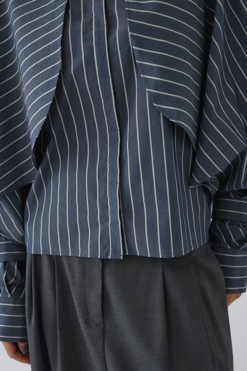 【リムアーク/RIM.ARK】のCovered sleeves SH/シャツ 人気、トレンドファッション・服の通販 founy(ファニー) 　ファッション　Fashion　レディースファッション　Fashion for Women　トップス・カットソー　Cut & Sew Tops　シャツ・ブラウス・オフィスカジュアル　Elegant Blouses & Button-Ups　おすすめ　Recommended / Our Picks　ストライプ　Stripe, Striped Pattern　スリーブ　Sleeve, Long Sleeve / Short Sleeve　ドッキング　Docking, Mixed Material　ノースリーブ　Sleeveless, No-Sleeve　マニッシュ　Mannish, Boyish　ロング　Long, Long-Length　other-8|ID: prp329100004124696 ipo3291000000032881523