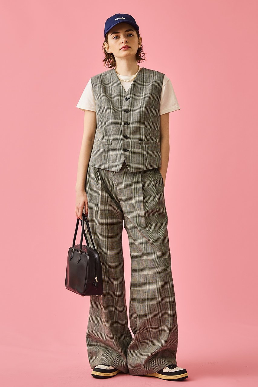 【オブラダ/Oblada】のOFFICER BUGGY チェックパンツ 人気、トレンドファッション・服の通販 founy(ファニー) 　ファッション　Fashion　レディースファッション　WOMEN　パンツ　Pants　おすすめ　Recommend　ジャケット　Jacket　セットアップ　Set Up　チェック　Check　マニッシュ　Mannish　ワイド　Wide　other-7|ID: prp329100004126610 ipo3291000000031407072