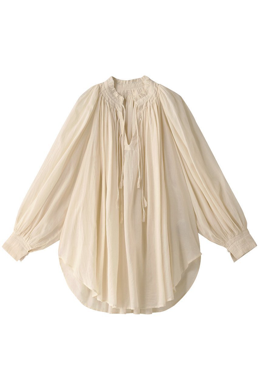 【プレインピープル/PLAIN PEOPLE】の【The fabric of Freedom】コットンボイルブラウス 人気、トレンドファッション・服の通販 founy(ファニー) 　ファッション　Fashion　レディースファッション　Fashion for Women　トップス・カットソー　Cut & Sew Tops　シャツ・ブラウス・オフィスカジュアル　Elegant Blouses & Button-Ups　エアリー　Airy Texture　ギャザー　Gathered, Ruffled　スリーブ　Sleeve, Long Sleeve / Short Sleeve　デニム　Denim, Jeans Material　ロング　Long, Long-Length　 other-1|ID: prp329100004126627 ipo3291000000032901619