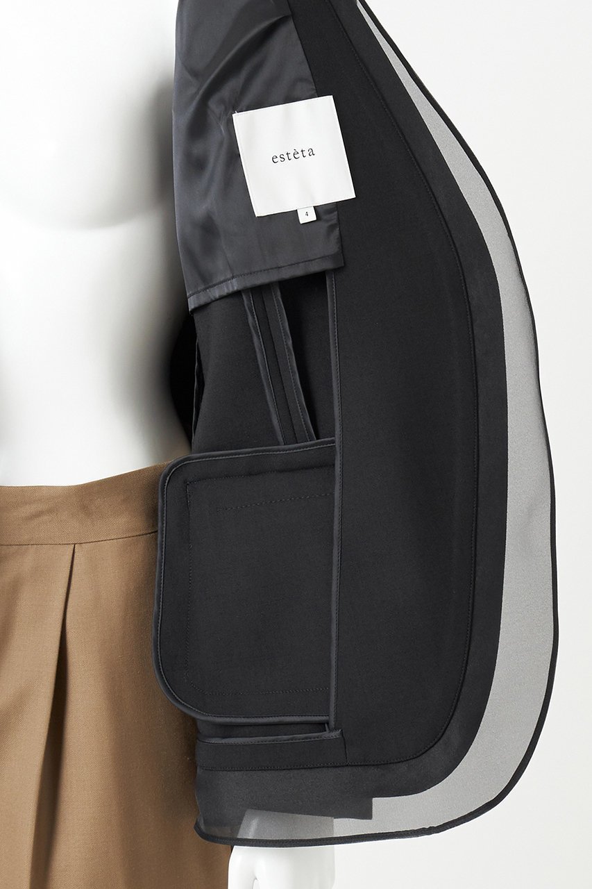 【エステータ/esteta】のウールダブルクロスオーガンジーレイヤードジャケット 人気、トレンドファッション・服の通販 founy(ファニー) 　ファッション　Fashion　レディースファッション　Fashion for Women　アウター　Coat / Outerwear Collection　レディースジャケット・軽アウター　Jackets　オケージョン　Occasion Wear　オーガンジー　Organza Fabric　ジャケット　Jacket, Outerwear　エレガント 上品　Elegant　other-7|ID: prp329100004126662 ipo3291000000032942946