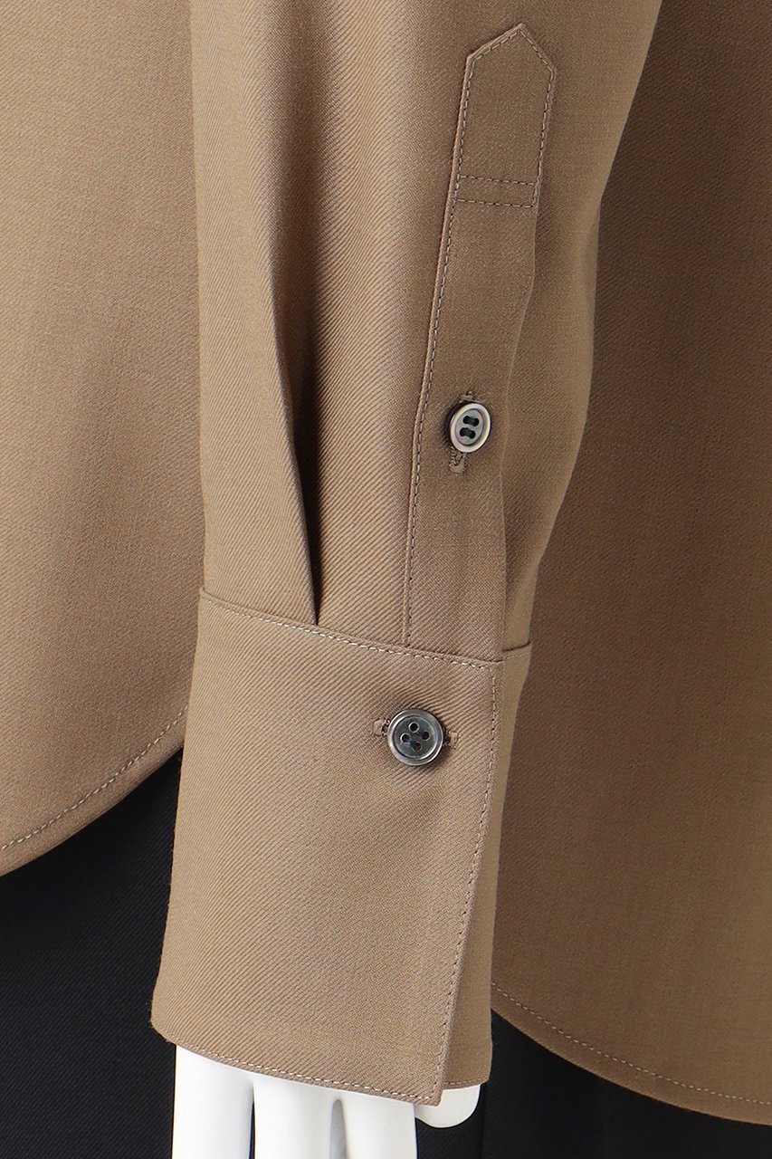 【エステータ/esteta】のウールツイルバンドカラーシャツ 人気、トレンドファッション・服の通販 founy(ファニー) 　ファッション　Fashion　レディースファッション　Fashion for Women　トップス・カットソー　Cut & Sew Tops　シャツ・ブラウス・オフィスカジュアル　Elegant Blouses & Button-Ups　スリーブ　Sleeve, Long Sleeve / Short Sleeve　ベーシック　Basic, Essential　ロング　Long, Long-Length　エレガント 上品　Elegant　other-7|ID: prp329100004126663 ipo3291000000032901567