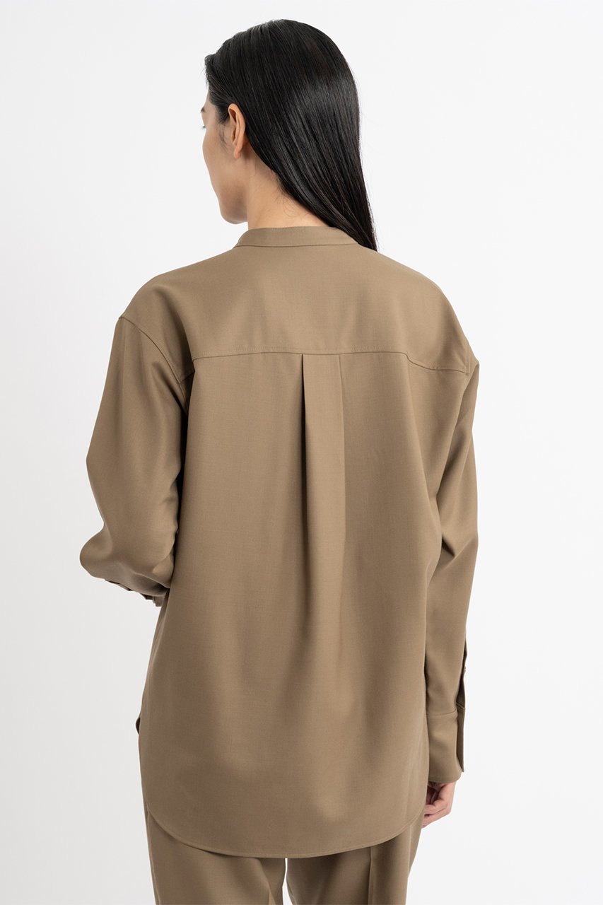 【エステータ/esteta】のウールツイルバンドカラーシャツ 人気、トレンドファッション・服の通販 founy(ファニー) 　ファッション　Fashion　レディースファッション　Fashion for Women　トップス・カットソー　Cut & Sew Tops　シャツ・ブラウス・オフィスカジュアル　Elegant Blouses & Button-Ups　スリーブ　Sleeve, Long Sleeve / Short Sleeve　ベーシック　Basic, Essential　ロング　Long, Long-Length　エレガント 上品　Elegant　other-8|ID: prp329100004126663 ipo3291000000032901570
