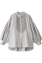 【マリリンムーン/MARILYN MOON】のモダンタックフリルワッシャーブラウス 人気、トレンドファッション・服の通販 founy(ファニー) ファッション Fashion レディースファッション Fashion for Women トップス・カットソー Cut & Sew Tops シャツ・ブラウス・オフィスカジュアル Elegant Blouses & Button-Ups ジャケット Jacket, Outerwear スリーブ Sleeve, Long Sleeve / Short Sleeve ベスト Vest, Waistcoat ボトム Bottoms, Lower Wear ロング Long, Long-Length 人気 Popular, Best Seller thumbnail アイスグレー|ID: prp329100004131634 ipo3291000000035719810